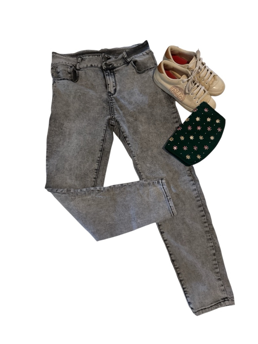 SHEIN size large Gray Acid-Wash Jeans